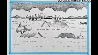 how to draw a flood scenery bonnar drisso drawing village flood scenery