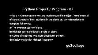 EP 07 Language Python Program Project I go2collage