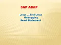 CL5 Debugging II Loop end loop Read Statement SAP ABAP for Beginners SAP ABAP Learning