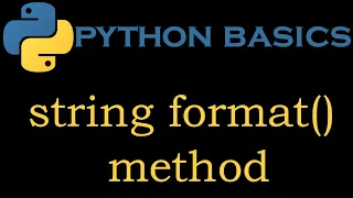 Python Basics 11 String format Method