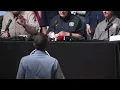 Beto O Rourke approaches Gov Greg Abbott interrupting press conference