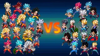 power warriors goku all form vs vegeta all form