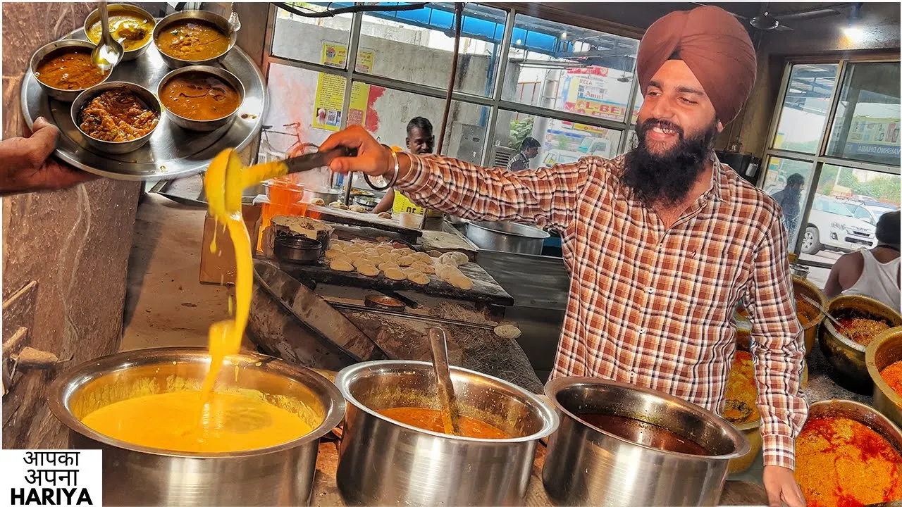 120/- Rs Desi Indian Street Food Thali   Dal Makhan, Lacha Pratha, Sev Bhaji, Paneer Butter Masala