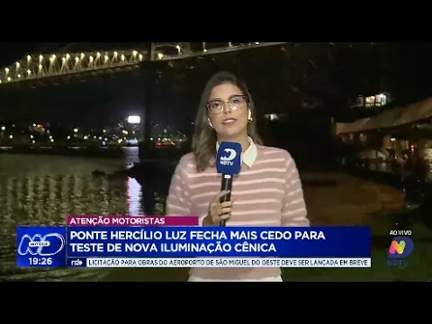 Teste de iluminação cênica na Ponte Hercílio Luz: obras e tráfego afetados