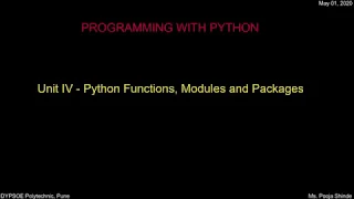 Python Functions Modules and Packages - Programming with Python MSBTE