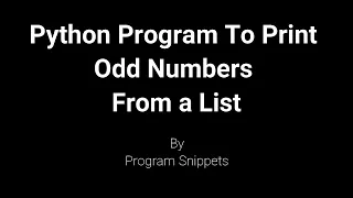 Python Program to print odd numbers from list