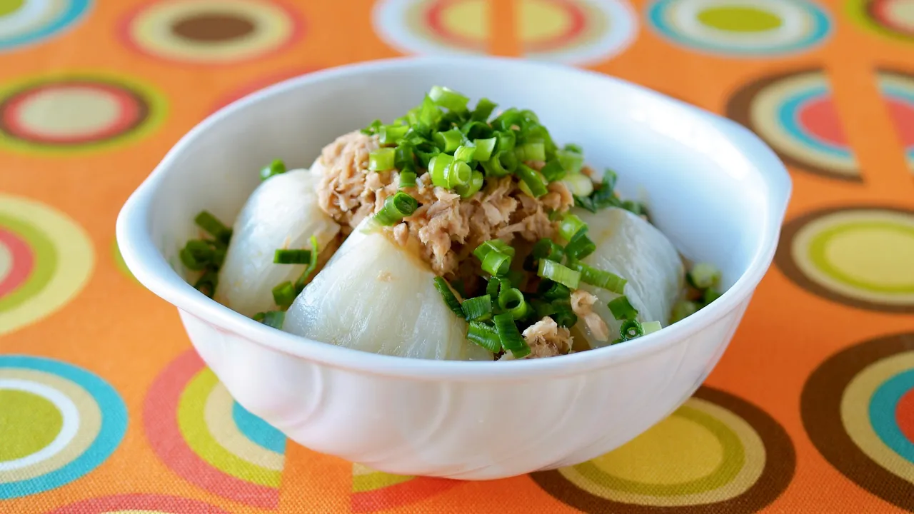 Tuna Stuffed Whole Onion with Ponzu Sauce    OCHIKERON   Create Eat Happy :)