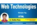 HTML Marquee tag Pre tag Web Technologies Tutorial Mr Subbaraju