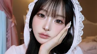 (무편집✂️) 얼태기 빡세게 온 요즘🥺 외모콤플렉스 고민 이야기하면서 데일리 핑크 메이크업🩶🐇..:¨·.·¨: