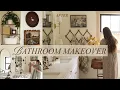 COZY BATHROOM MAKEOVER DIY Stamped Wallpaper Complete Bathroom Refresh