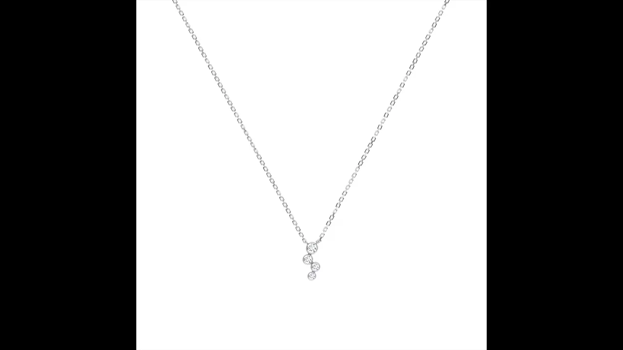 14K Gold/Platinum Bubble Necklace Bezel Set with Four Lab-Grown Diamonds