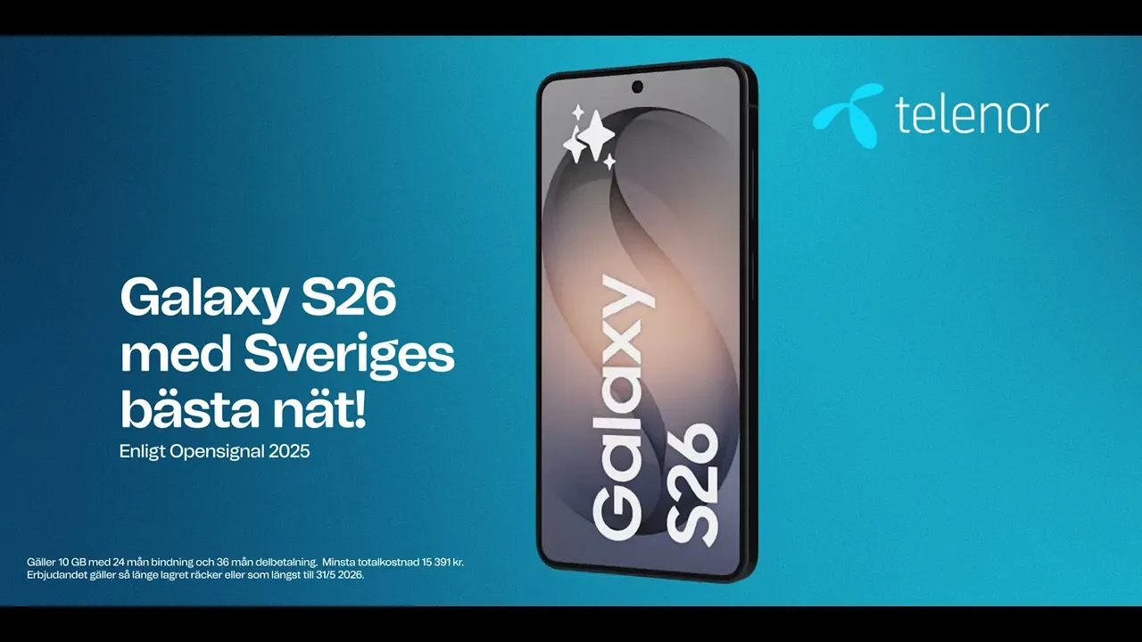 Telenor Sverige — Samsung Galaxy S26 med Sveriges bästa nät! - Telenor (YouTube video ad)