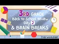 3rd Grade Back to School Math Review 2nd Grade Math Review Brain Breaks FREE Worksheet Day 2