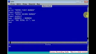 Addition Of Two Numbers In qbasic Simple Coding-
