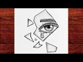 Broken Glass Eye Drawing - Simple Sad Eye Pencil Sketch