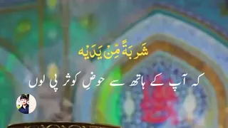حن قلبي له فاض شوقا إليه ليس ارجو سوى شربة من يديه الصلاه عليه والسلام  عليه                  دندنها