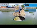 Download Lagu New Action: Showing Dump Trucks dumping ston into dirty water filled big lake by dozer Pushing