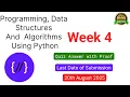 NPTEL Programming Data Structures and Algorithms Using Python Week 4 Quiz answer with proof 100