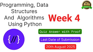 NPTEL Programming Data Structures and Algorithms Using Python Week 4 Quiz answer with proof 100