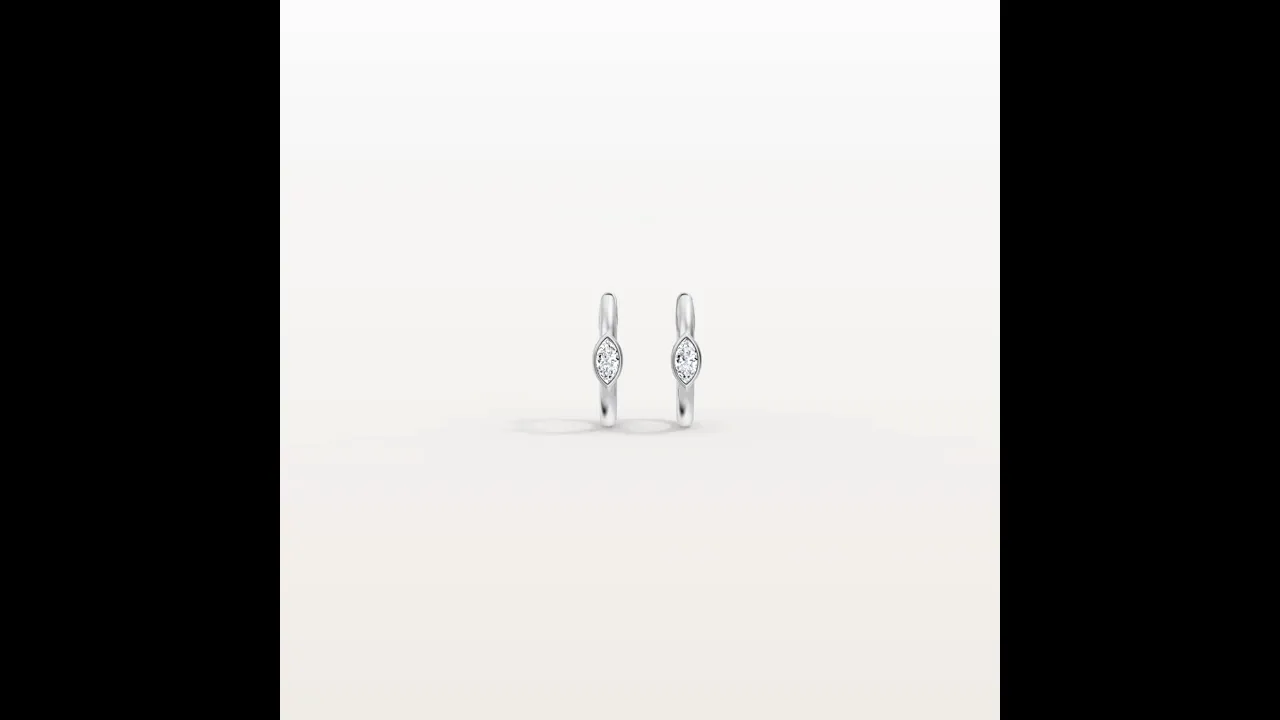 Marquise Lab-Grown Diamond Huggie Hoop Earrings in 14K Gold/Platinum