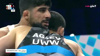 مسابقات کشتی فرنگی قهرمانی جهان نیمه نهای سعید اسماعلی از ایران مقابل اکایف روسیه Wrestling 