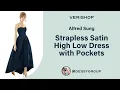 Alfred Sung Strapless Satin High Low Dress with Pockets Review