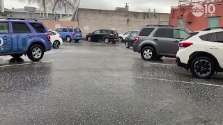 California Winter Storm Hail joins relentless rainfall in Sacramento County Raw