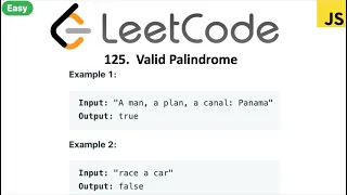 LeetCode 125 Valid Palindrome in javascript