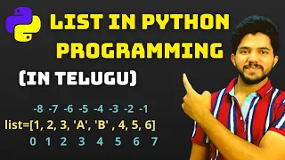 Python tutorials for Beginners 9 List in Python Programming In Telugu