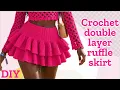 Crochet double layer ruffle skirt tutorial