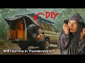 Download Lagu I built my Awning for Rain Camping on Land Cruiser. Can it survive thunderstorm? ASMR cozy mini café