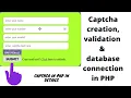 Captcha creation and database connection in Php capthca creation and validation in Php in Hindi
