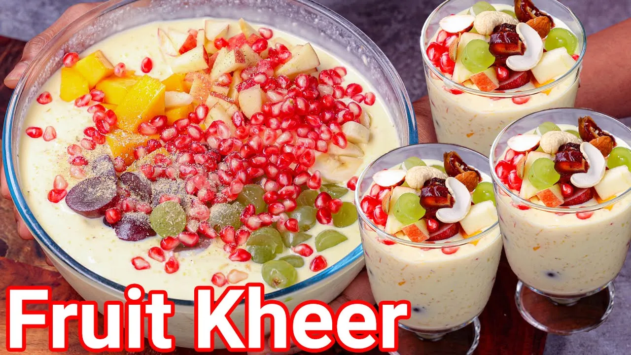 Mixed Fruit Kheer - New Way to Make Creamy Rice Kheer   Pazha Payasam - Mixed Fruit Payasam