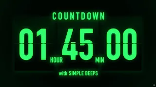 1 Hour 45 Minute Countdown Timer Flip Clock with Simple Beeps