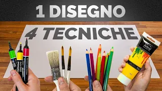 Un solo DISEGNO, 4 TECNICHE differenti?! 🐸