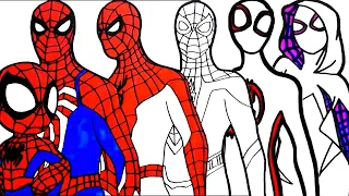 🔴🔴 How to draw - coloring Spider man Suits - drawings for kids