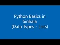 1 Python Basics in Sinhala 2 Data Types - Lists