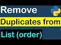 How to remove duplicates from Python list and keep order
