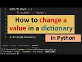 How to change a value in Dictionary in Python
