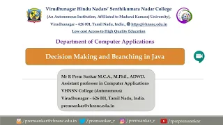 Java Decision Making Statements Branching Statements