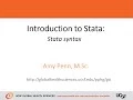Introduction to Stata - Syntax
