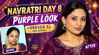 Navratri Day 8 Purple Makeup Look 💜 | Forever 52 One Brand Makeup Challenge | Festive Glam