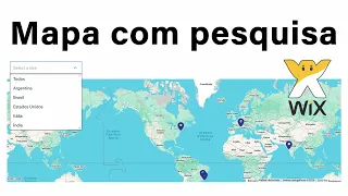 Mapa com pesquisa em site Wix