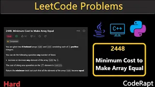 Minimum Cost to Make Array Equal Leetcode Q 2448 Python C Java LeetCode Daily Challenges