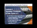 Intro to CS Programming LECT 4 1 Variables Data-Types Part A in Arabic