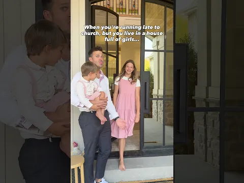 We were only 10 minutes late today 😅 @trendychanelle  #bigfamily #girldad #girlmom #christian #lds