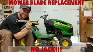 John Deere Mower Blades Replacement WITHOUT A JACK