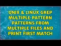 Unix Linux grep multiple pattern patterns from multiple files and print first match
