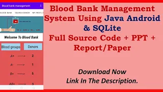 Blood Bank Management System Using Java Android SQLite