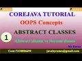 Core java OOPS -1 Abstract Classes Abstract class vs Normal class By Ratan sir